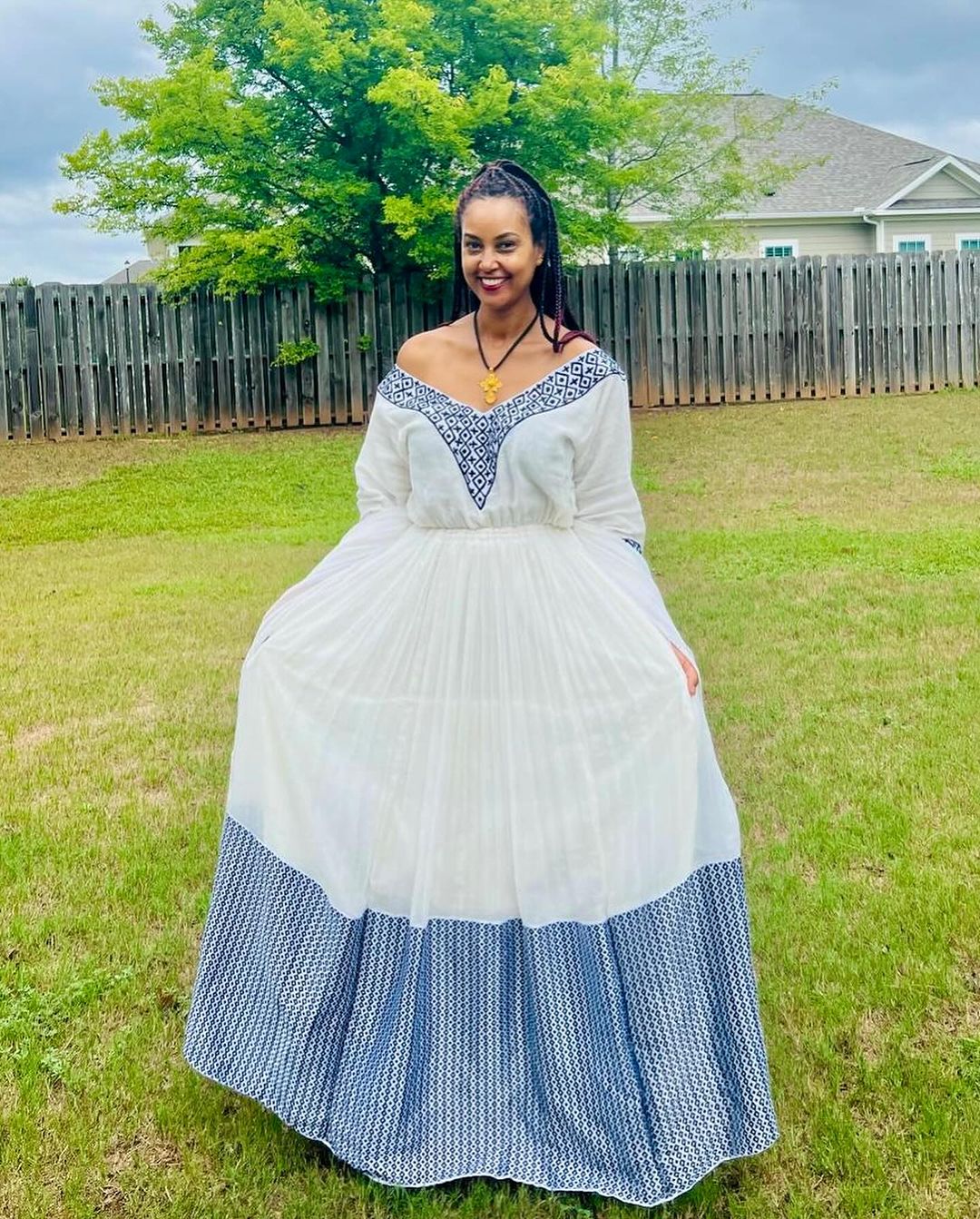 Adorable Look with Blue Traditional Ethiopian Dress