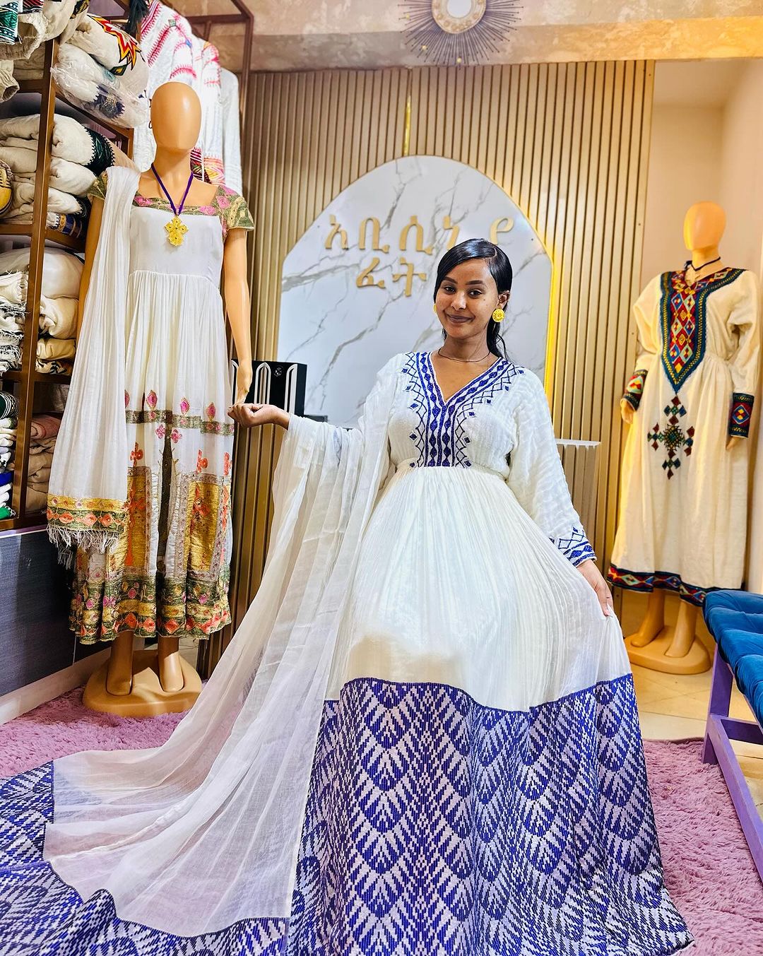 Mystic Blue Traditional Ethiopian Dress: Habesha Dress Perfect for All Events and Celebrations