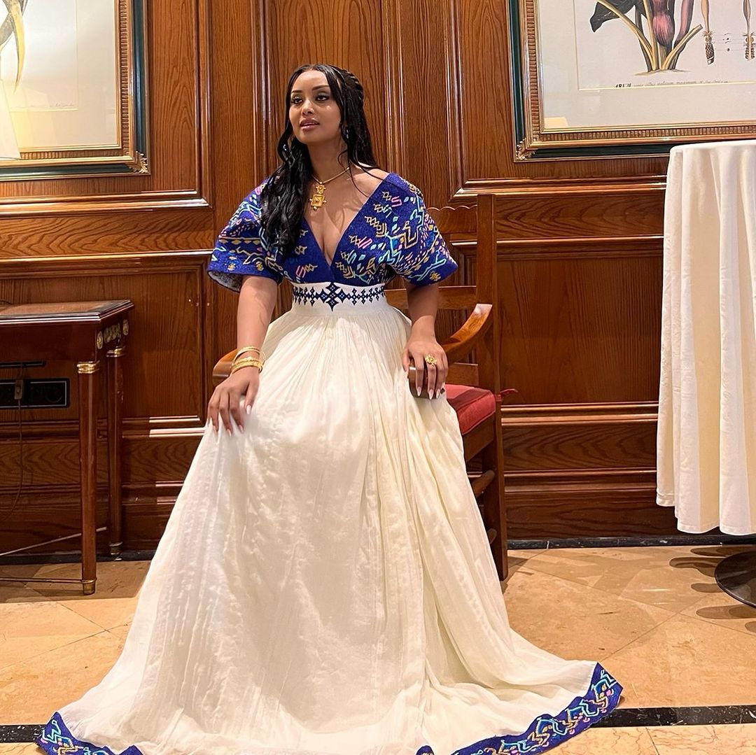 Breathtaking Blue Traditional Ethiopian Dress