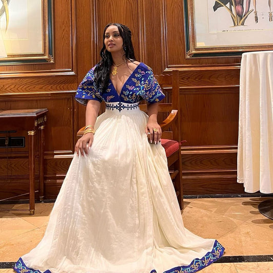 Breathtaking Blue Traditional Ethiopian Dress