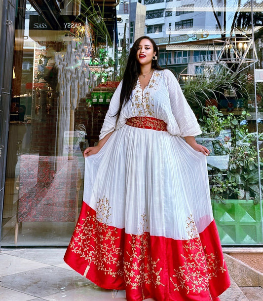 Fashionable Red Habesha Dress