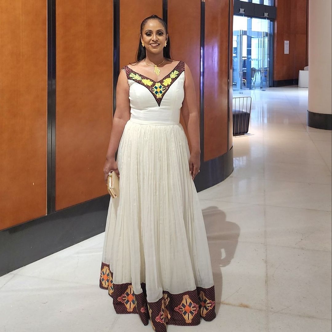 Stunning Sleeveless Brown Traditional Ethiopian Dress
