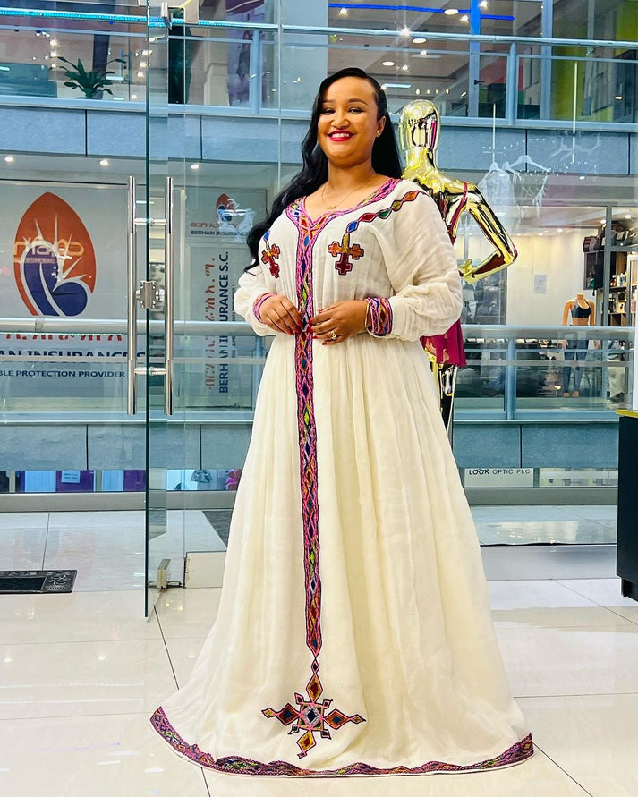 Stylish purple Habesha Dress - Traditional Ethiopian Kemis for Celebrations main image 1