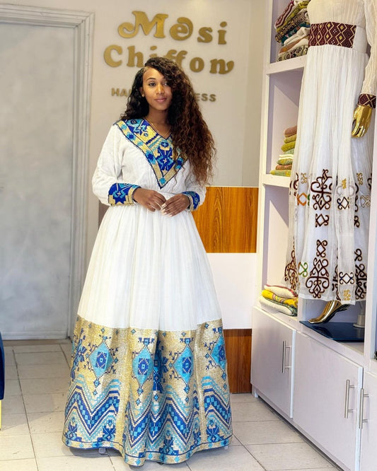 Magical Blue Traditional Ethiopian Dress