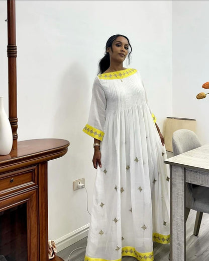 Yellow Simple Designed Habesha Dress