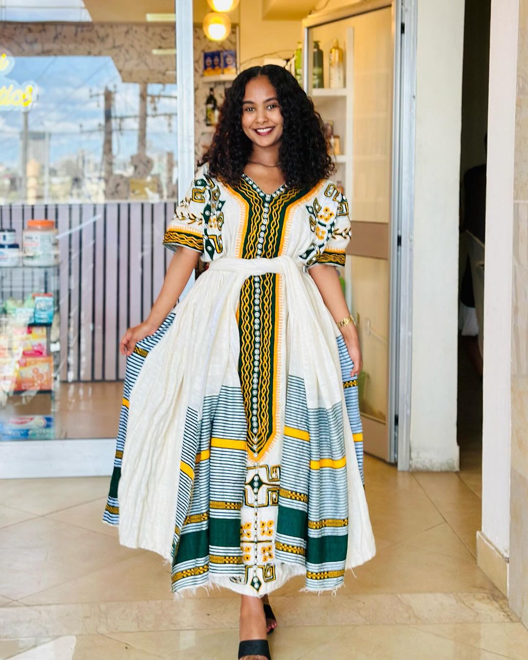 Delicate Beadwork on Traditional Ethiopian Dress
