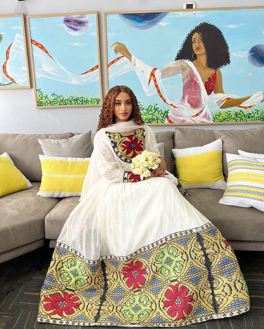 Radiant Multicolored Traditional Ethiopian Dress