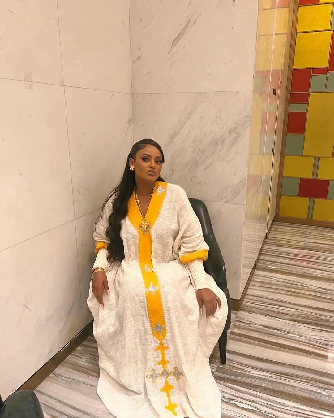 Creamy Heaven Look in Yellow Habesha Dress