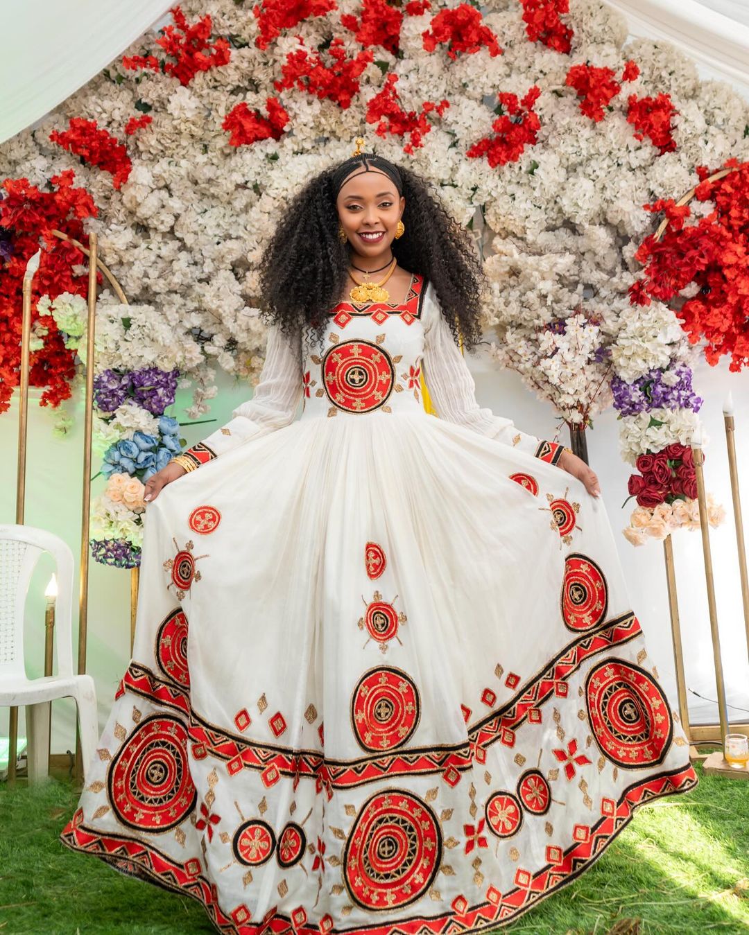 Flattering Red Ethiopian Traditional Dress