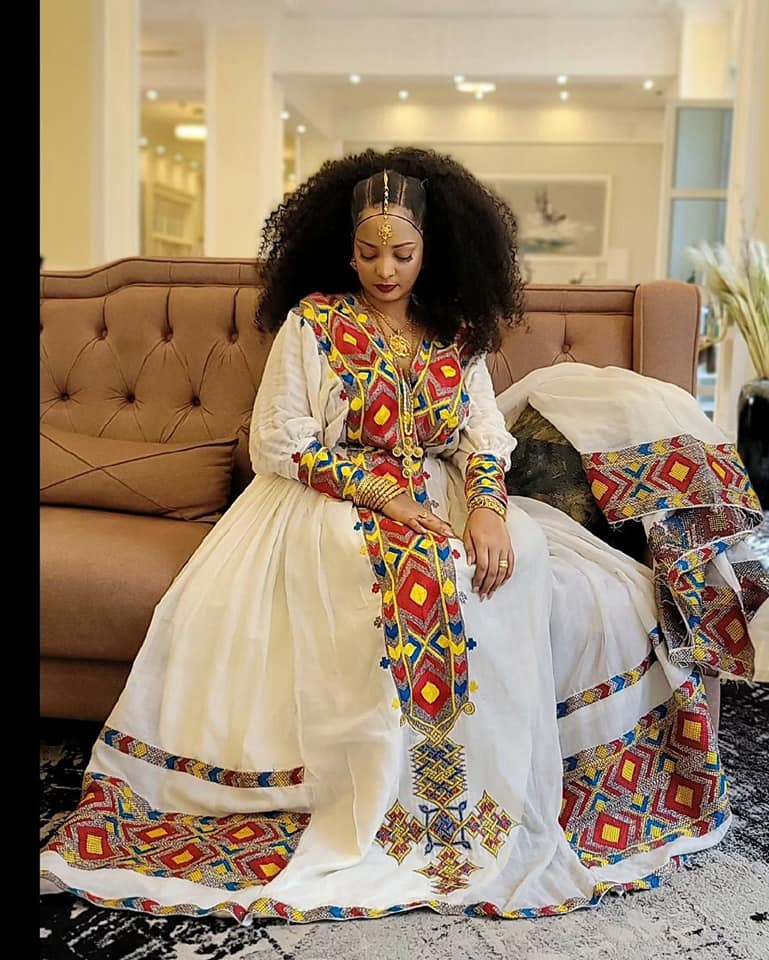 Radiant Multicolored Ethiopian Traditional Dress
