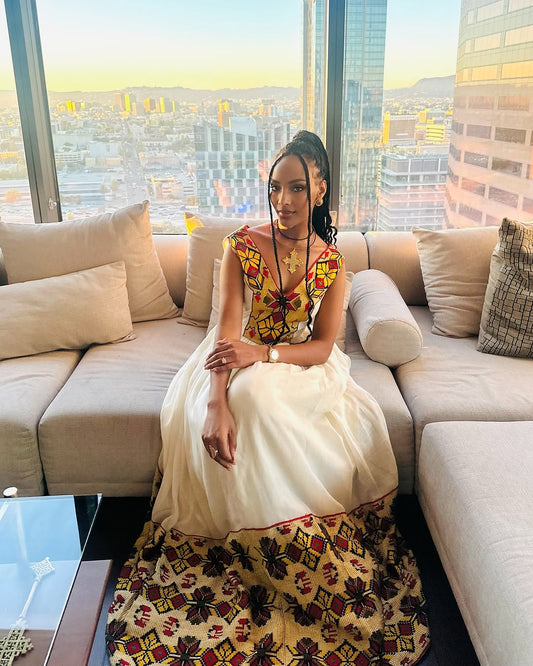 Vibrant Multicolored Habesha Dress