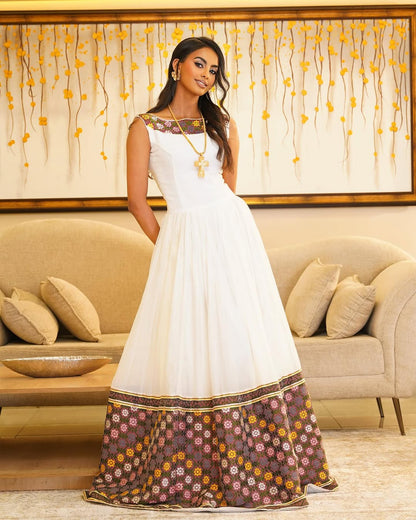 Beautiful Crafted Brown Habesha Dress