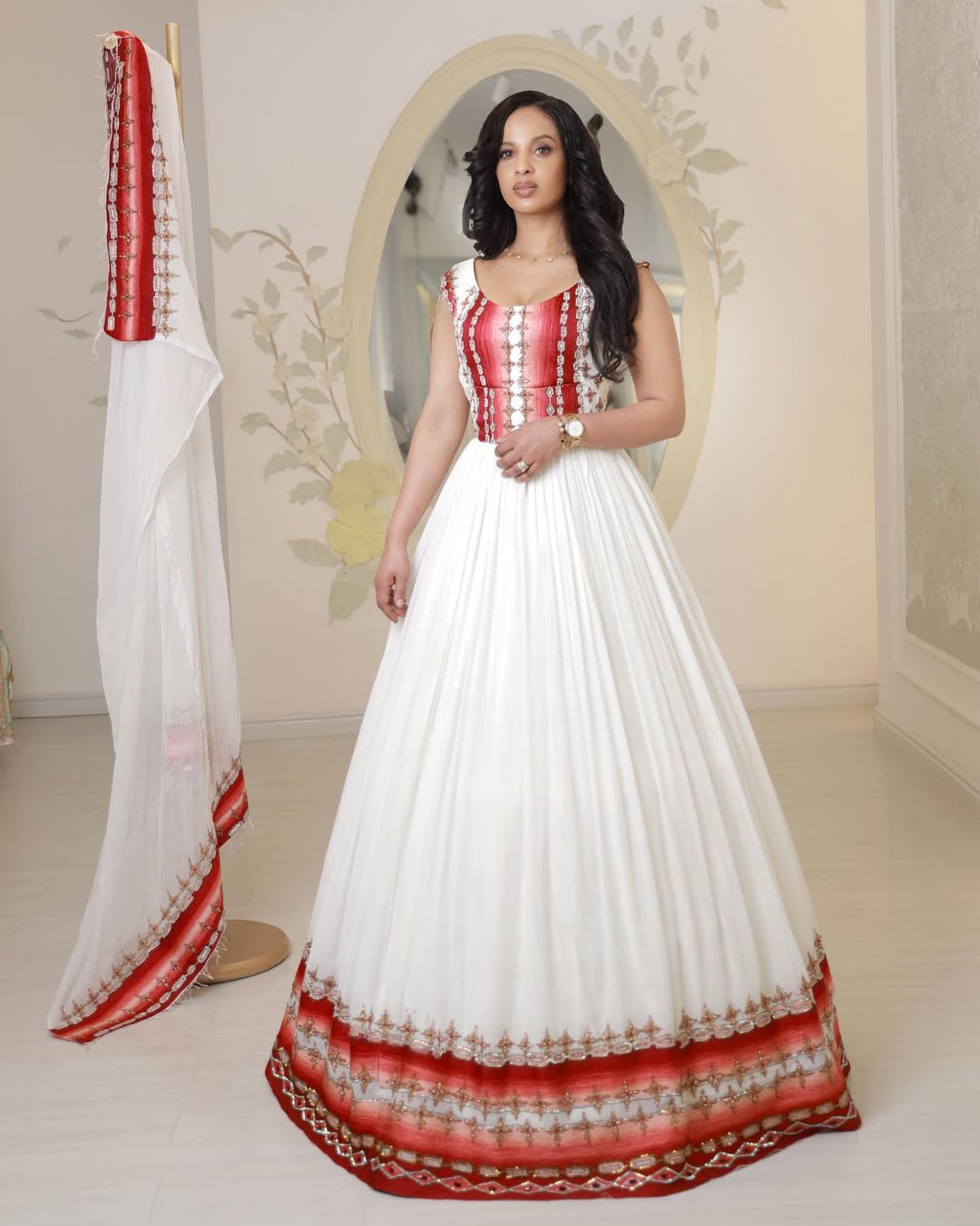 Sensational Red Ethiopian Traditional Dress