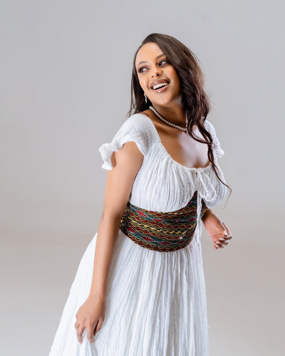 Blazing White Traditional Ethiopian Dress: Cultural Embellishment on Corset Habesha Dress for Any Events Habesha Kemis