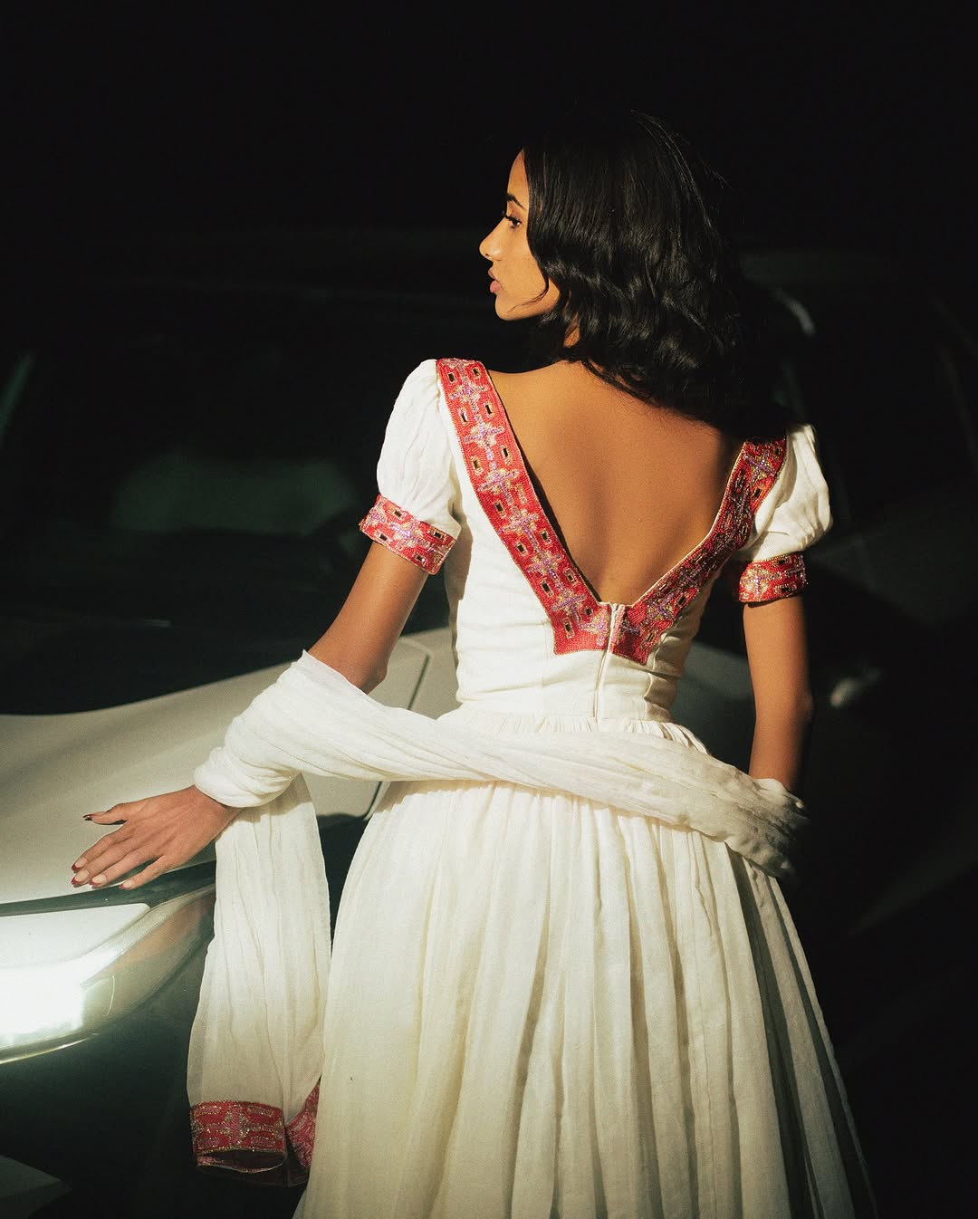 Prestigious Red Habesha Dress Back