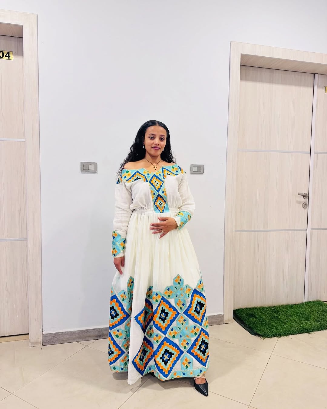 Sensational Light Blue Habesha Dress: Diamond Shaped Embroidery Traditional Ethiopian Dress for Any Big Events Ethiopian Wedding Dress