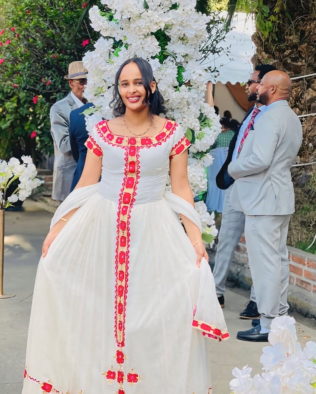 Sweet Pink Traditional Ethiopian Dress: Simple Cultural Patterns on Habesha Dress Delightful Habesha Kemis