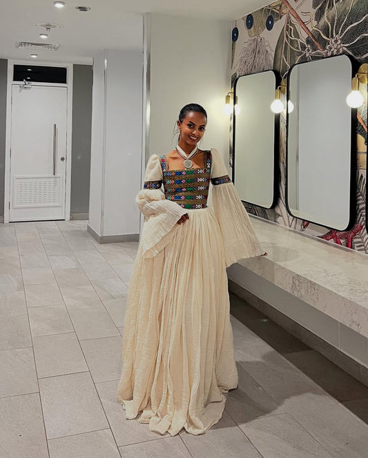 A Chic Beige Habesha Dress