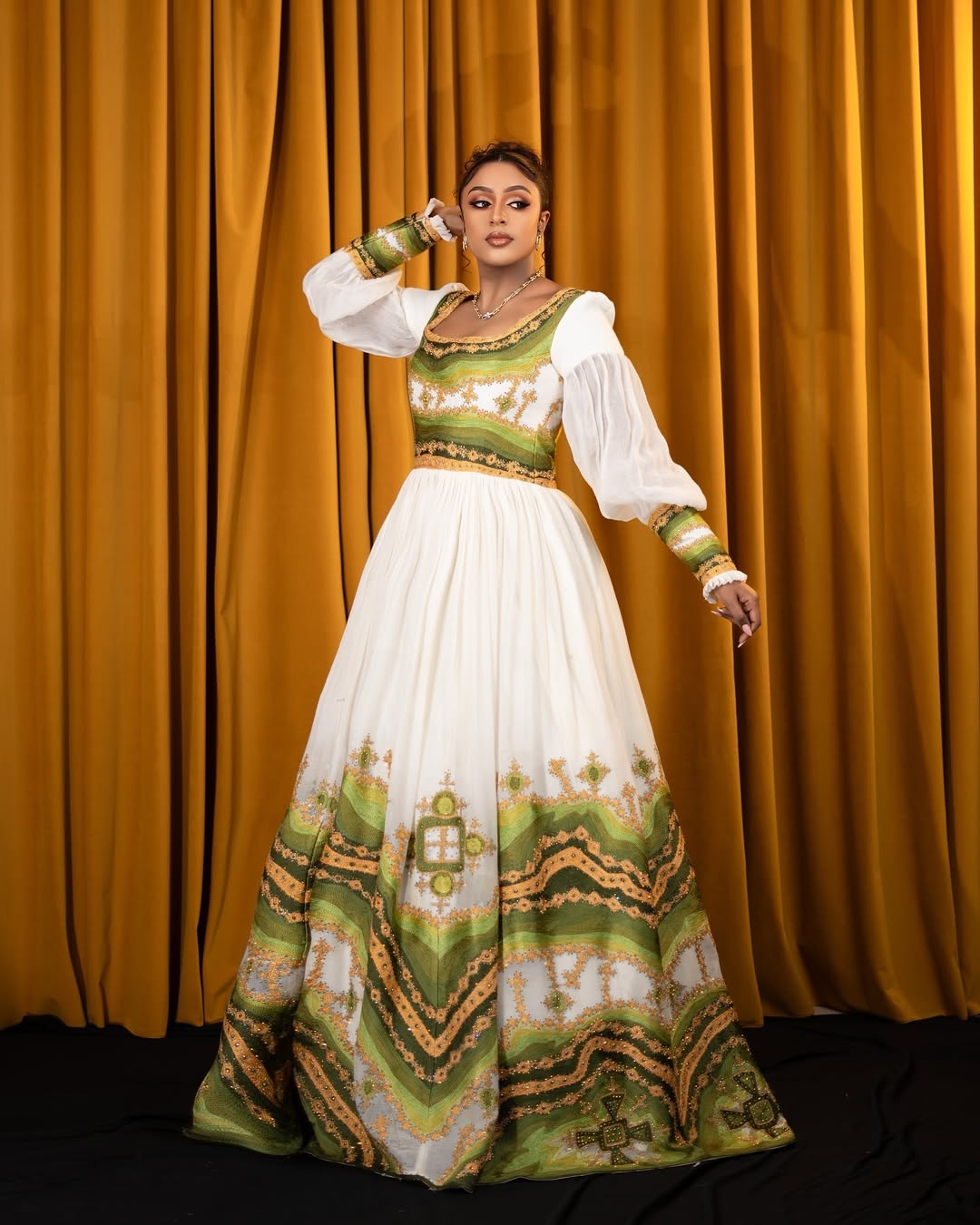 Classy Light Green Habesha Dress