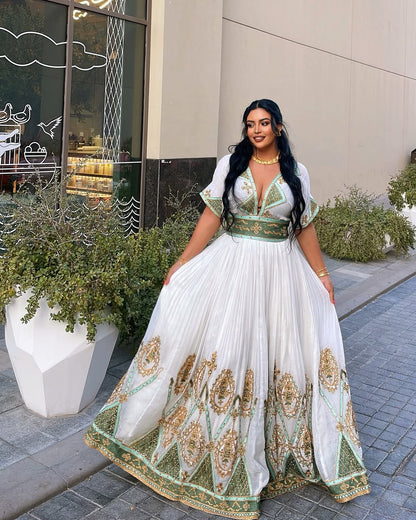Stylish Multicolored Traditional Ethiopian Dress