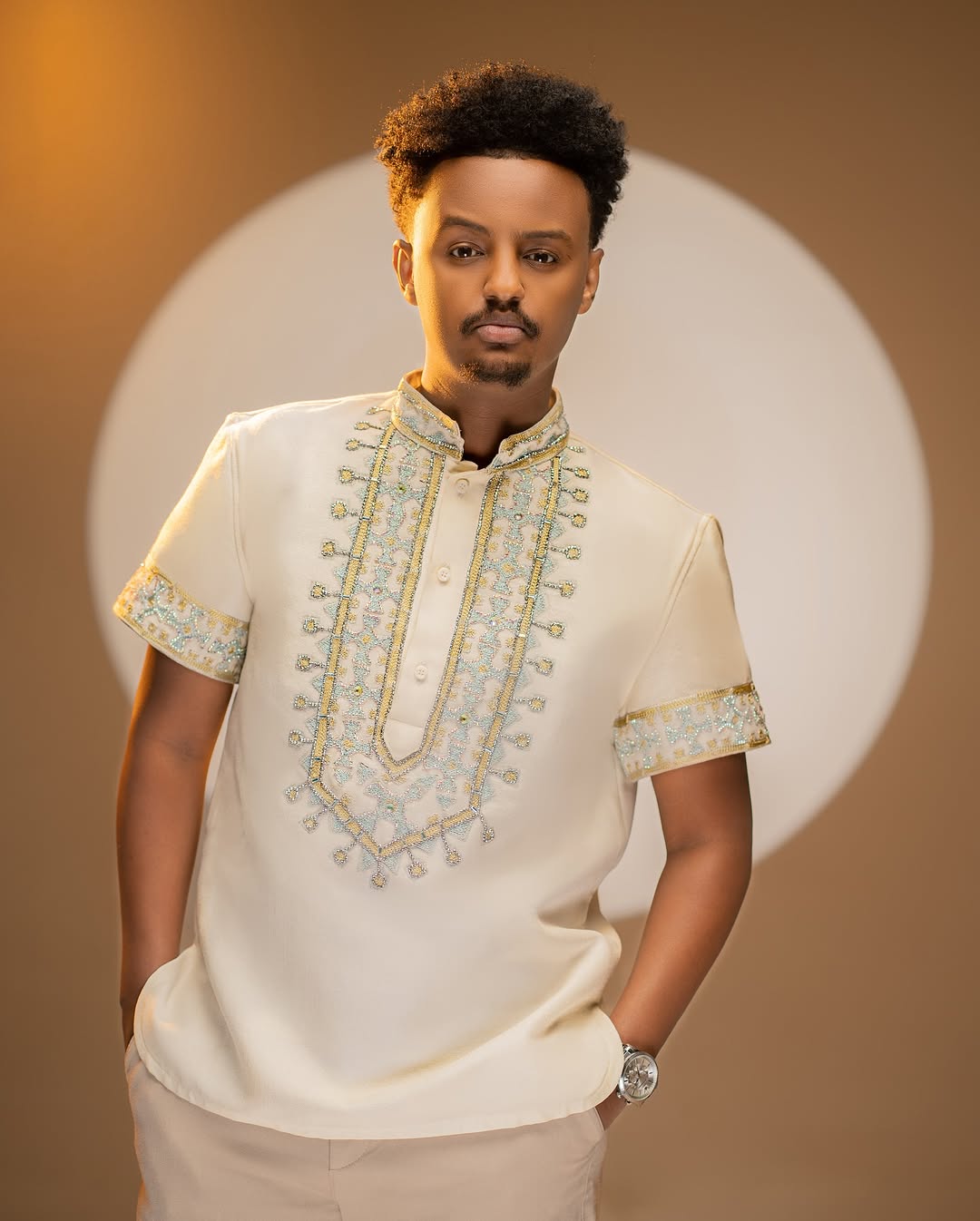 Fashionable Light Blue Habesha Shirt