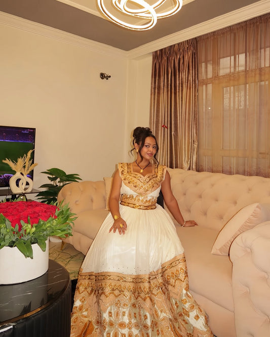 Glamourous Golden Traditional Ethiopian Dress
