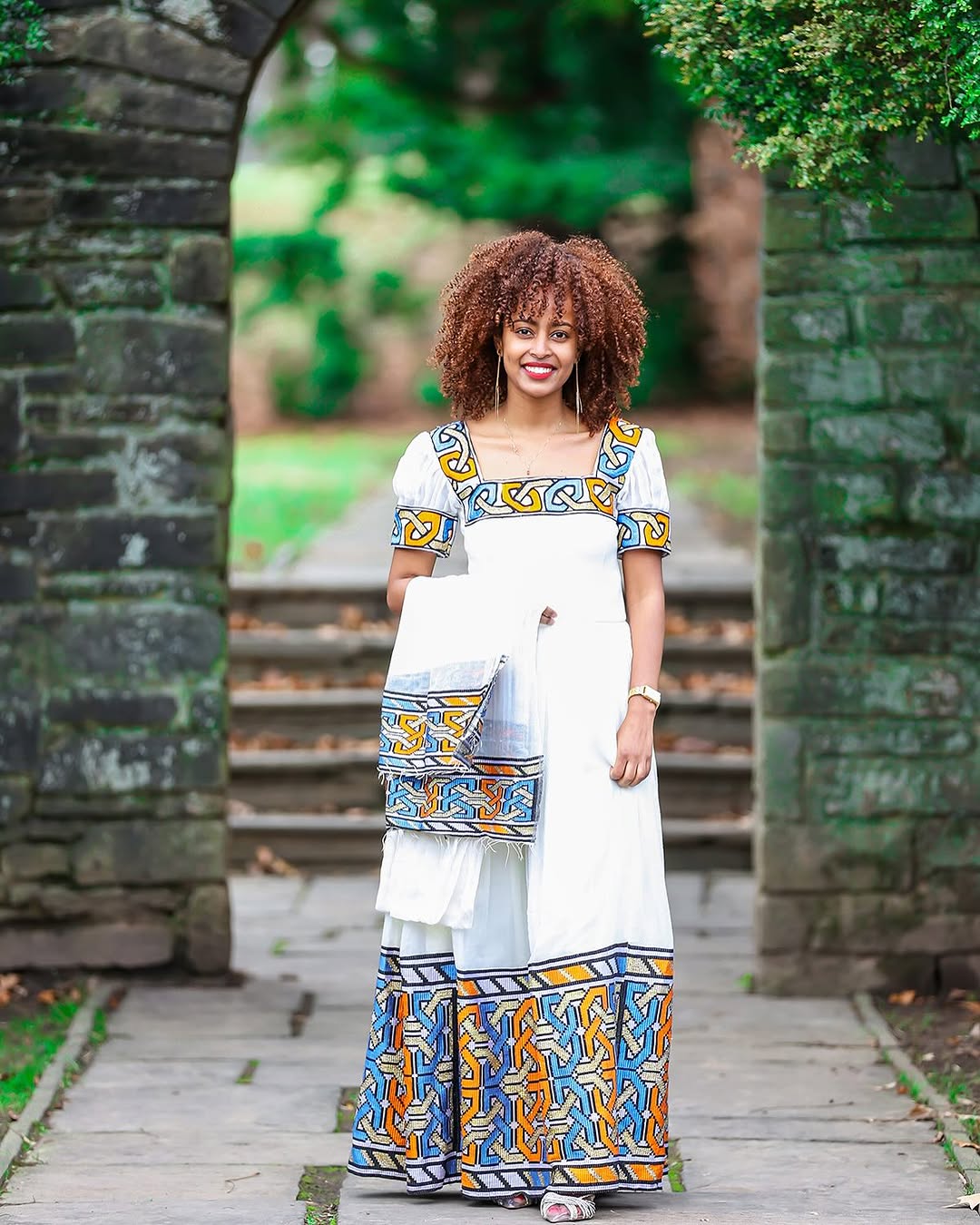 Classic Design on Multicolored Ethiopian Dress