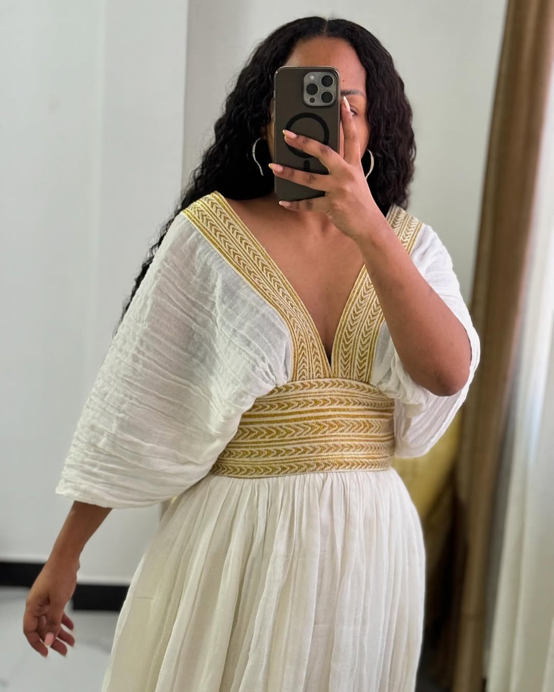 Delightful Golden Traditional Ethiopian Dress: Handmade Ornaments Habesha Cloth Crafted for Every Event Habesha Kemis