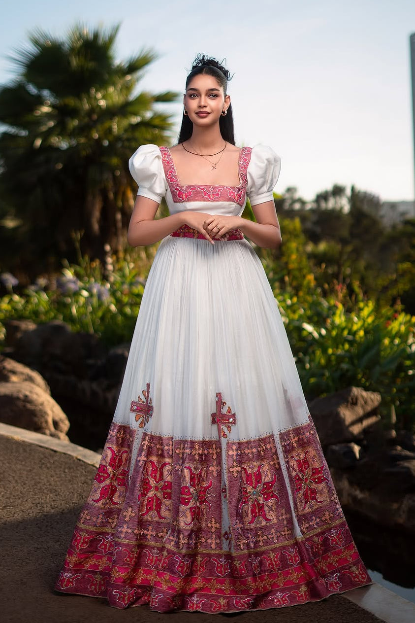 ethiopian cultural dress Traditional this Habesha dress is ideal for cultural celebrations Debab Ethiopian Dress Custom Made