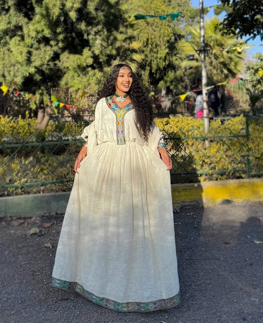 Simple Yet Stunning Multicolored Habesha Dress