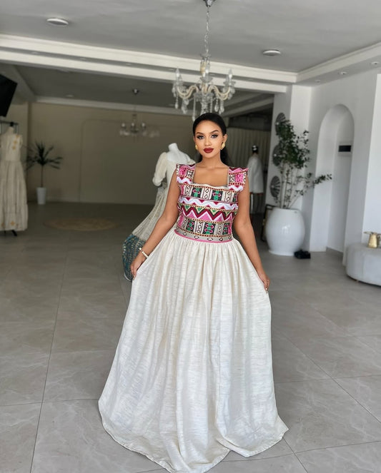 Stunning Habesha Kemis Gorgeous Tilf Design & Luxurious Fetil Material