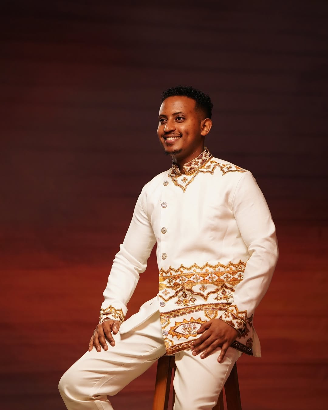 Elegant Modern Brown Habesha Shirt Gorgeous Design with Subtle Detailing