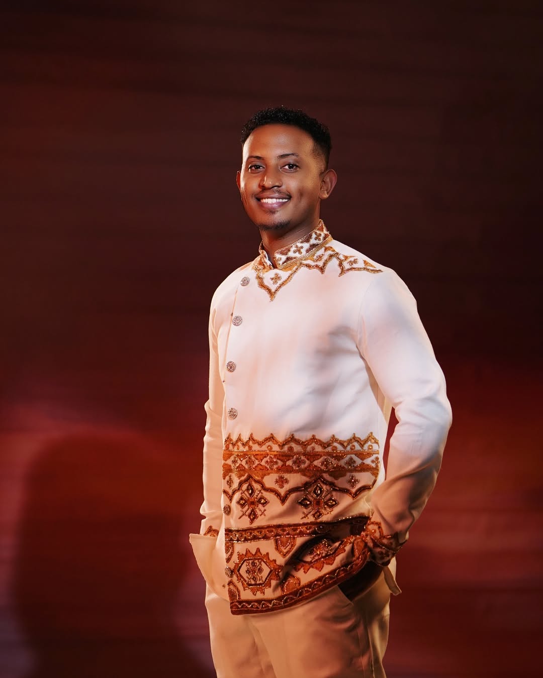 Elegant Modern Brown Habesha Shirt Gorgeous Design with Subtle Detailing