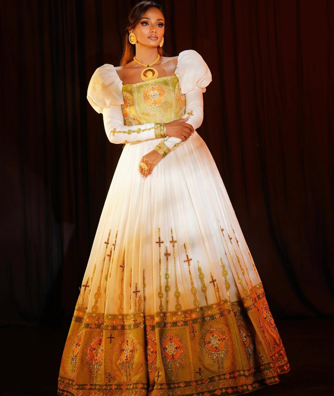 Dazzling Beaded Habesha Wedding Dress Ethiopian and Eritrean Elegance