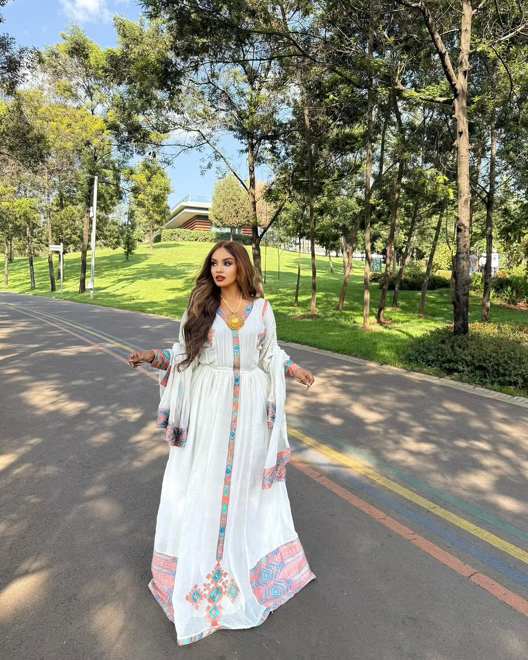 Glamorous Multicolored Ethiopian Dress Handstitched Habesha Clothing For Any Event