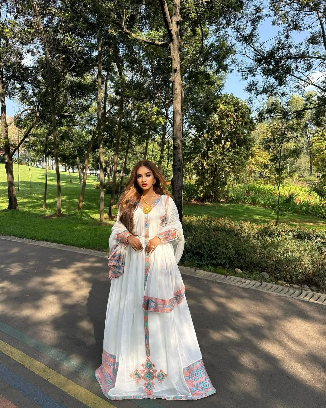 Glamorous Multicolored Ethiopian Dress Handstitched Habesha Clothing For Any Event
