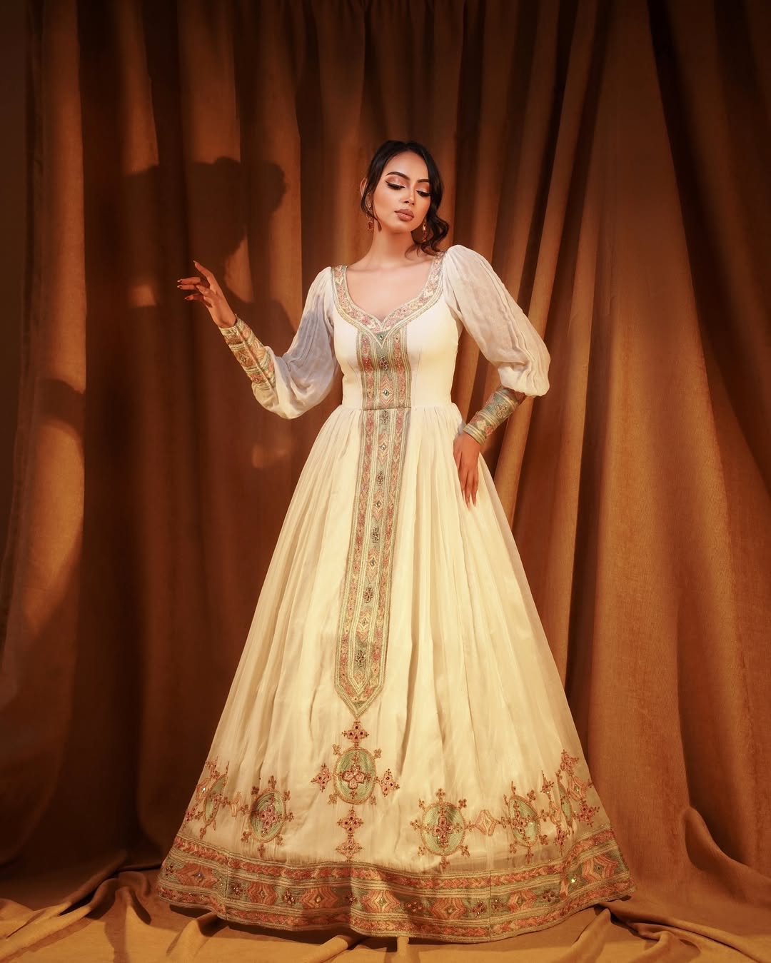 Stunning Light Habesha Dress for Events Ethiopian Dress