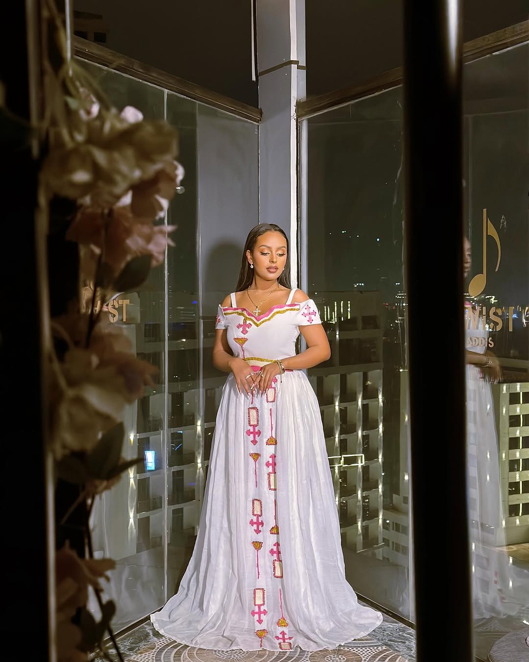 Simple Pink Ethiopian Dress with Gorgeous Habesha Design Details