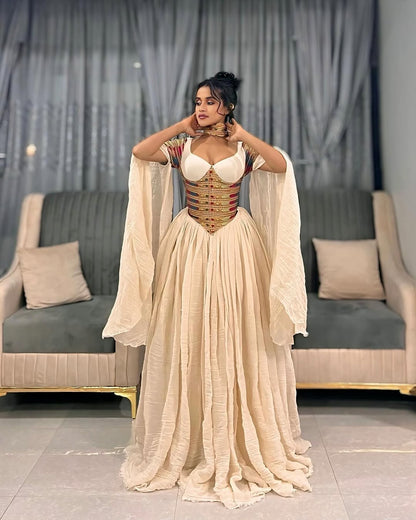 Multicolored Simple Habesha Kemis Casual Ethiopian Dress