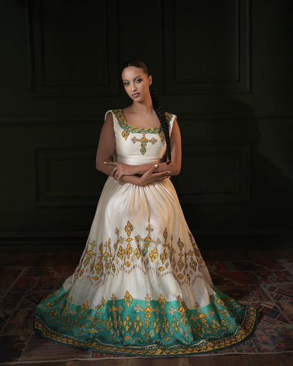Gorgeous Green Embellished Habesha Dress Stunning Habesha Kemis