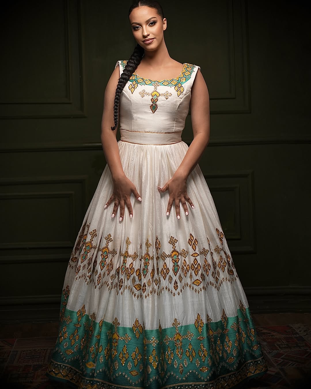Gorgeous Green Embellished Habesha Dress Stunning Habesha Kemis 