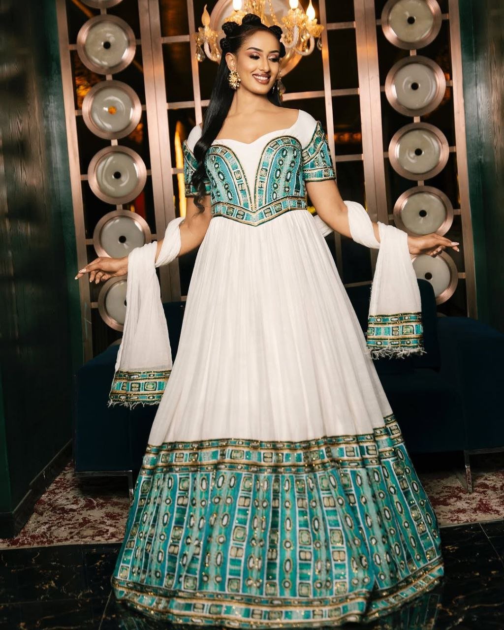 Vibrant Green And Gold Habesha Kemis Perfect For Joyful Occasions vibrant-green-and-gold-habesha-kemis-perfect-for-joyful-occasions