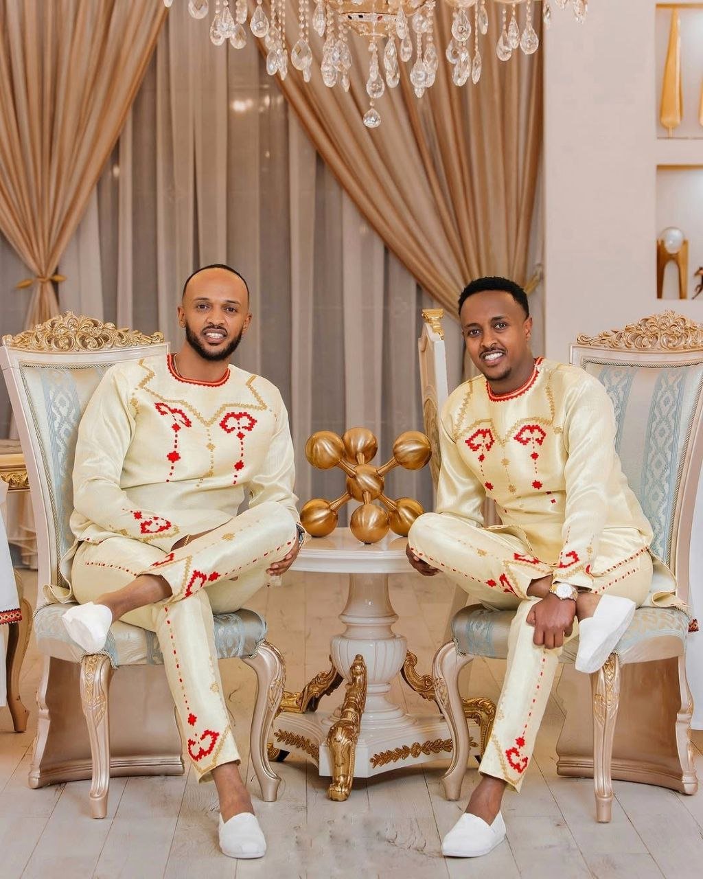 Stylish Habesha Attire for Men with Elegant Red Accents For Special Occasions