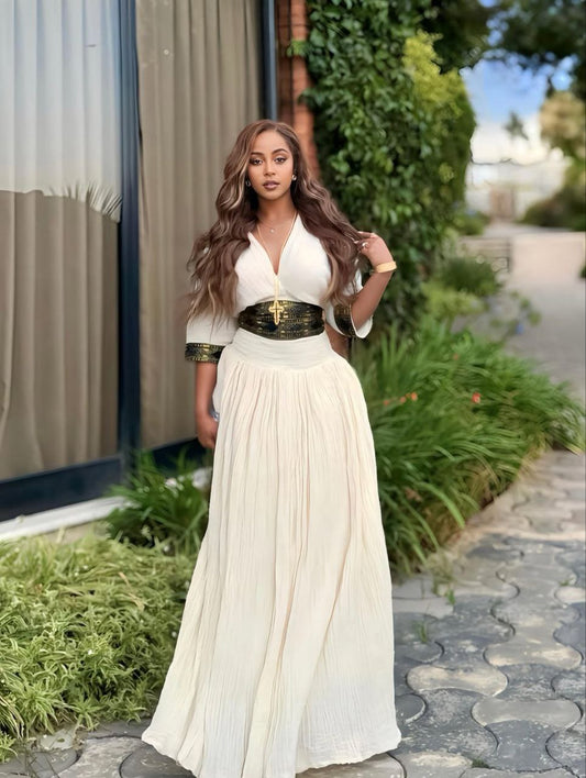Simple and Elegant Habesha Dress with Fine Embroidery for Everyday Wear