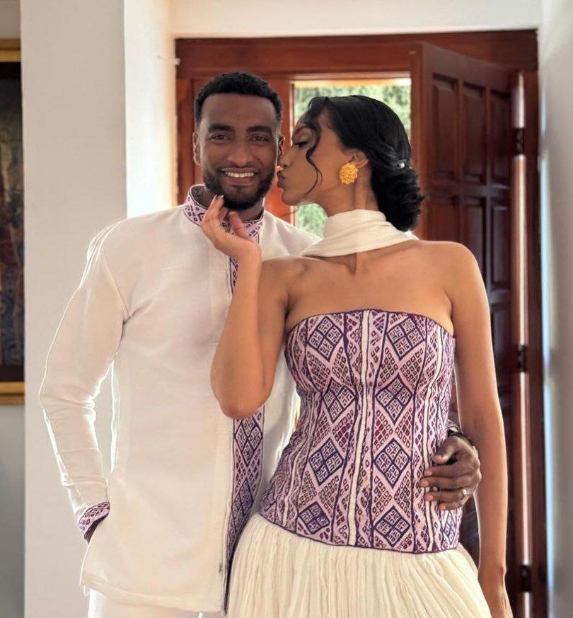 Stylish Couple in Coordinated Habesha Attire - Ethiopian Traditional Clothing - Habesha Wedding Dress - Eritrean Clothing