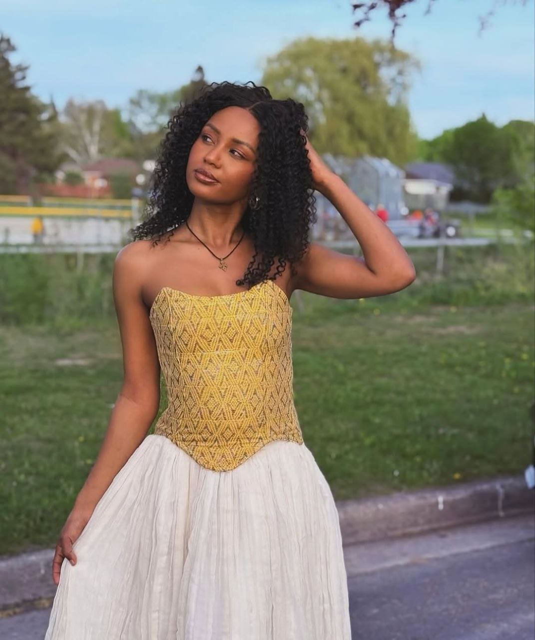 Chic Habesha Kemis with Vibrant Gold Bodice - Ethiopian Traditional Clothing - Eritrean Dress