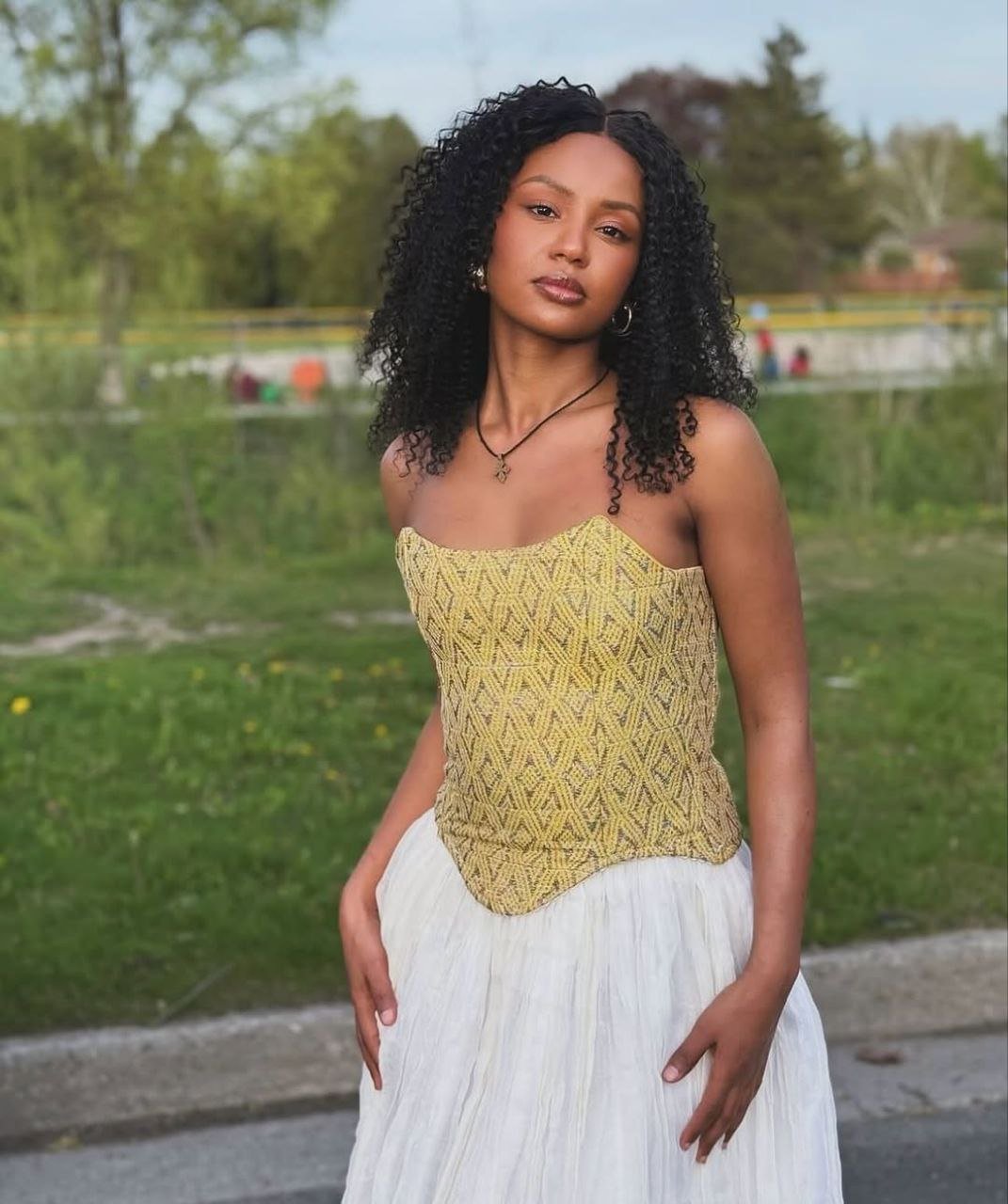 Chic Habesha Kemis with Vibrant Gold Bodice - Ethiopian Traditional Clothing - Eritrean Dress