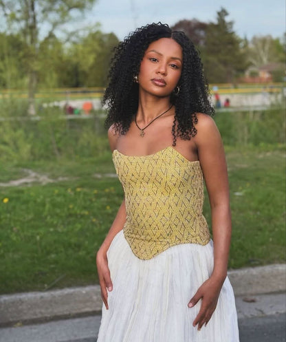 Chic Habesha Kemis with Vibrant Gold Bodice - Ethiopian Traditional Clothing - Eritrean Dress