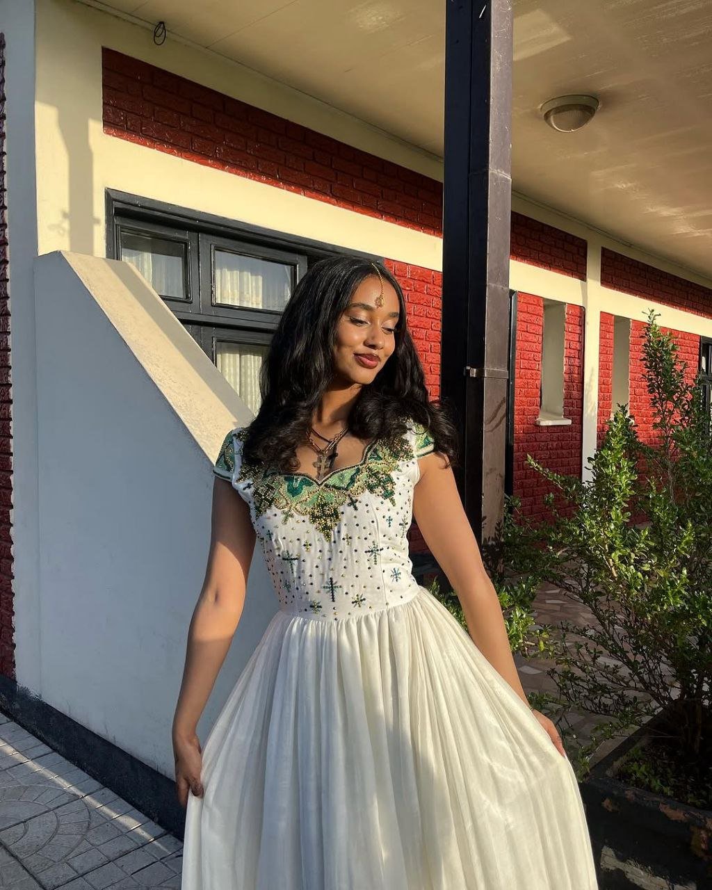 Green & Gold Habesha Kemis Elegant Eritrean & Ethiopian Dress