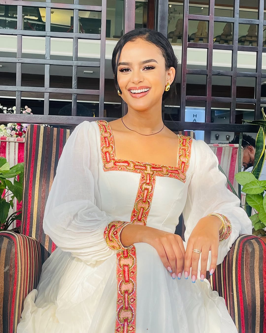 Stunning Habesha Dress with Red Embroidery for Holiday Gathering Ethiopian Dress